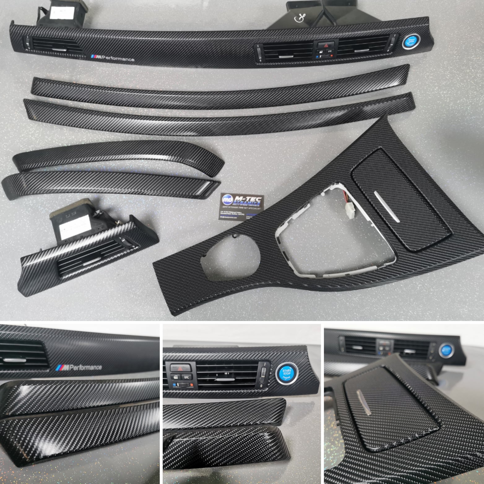 BMW E90 GLOSSY 4D BLACK CARBON INTERIOR TRIM SET I-DRIVE CCC